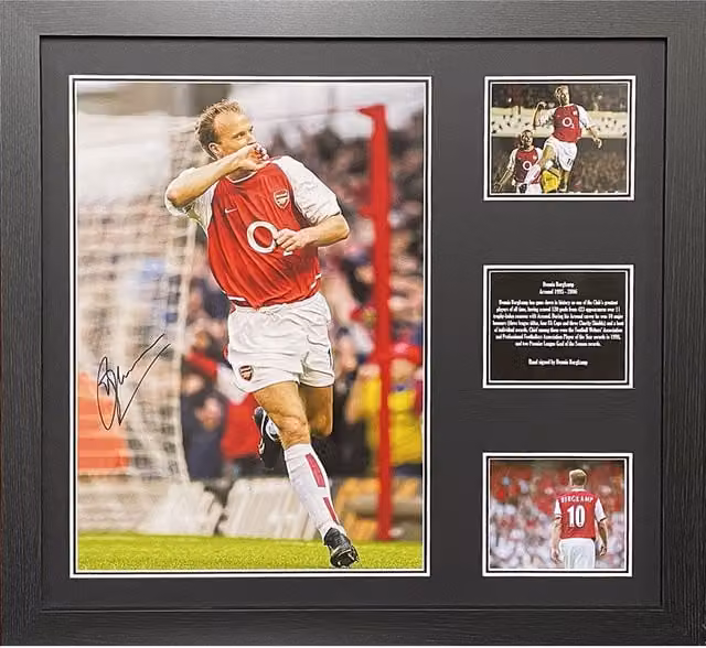 Allstarsignings Dennis Bergkamp Signed and Framed Arsenal Portrait Photograph, Red, W/H: 50.8 x 50.8 cm