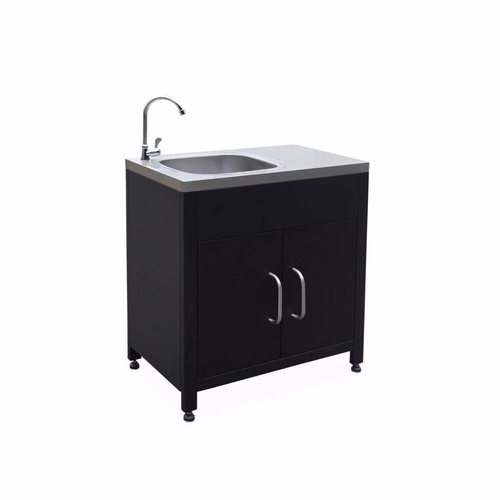 sweeek Stainless Steel Outdoor Kitchen with Sink in Black – 2