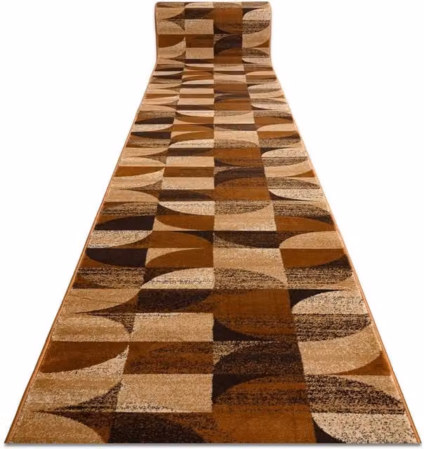 RugsX Royal H387 Brown Geometric Modern Runner, W/D/H: 100 x 160 x 1 cm