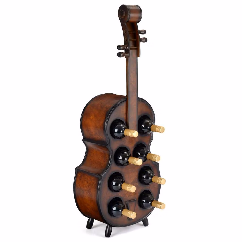 Christow Cello Wooden 8 Bottle Wine Rack in Brown Mahogany Effect, H: 101 cm, W: 39 cm, D: 18 cm – 2