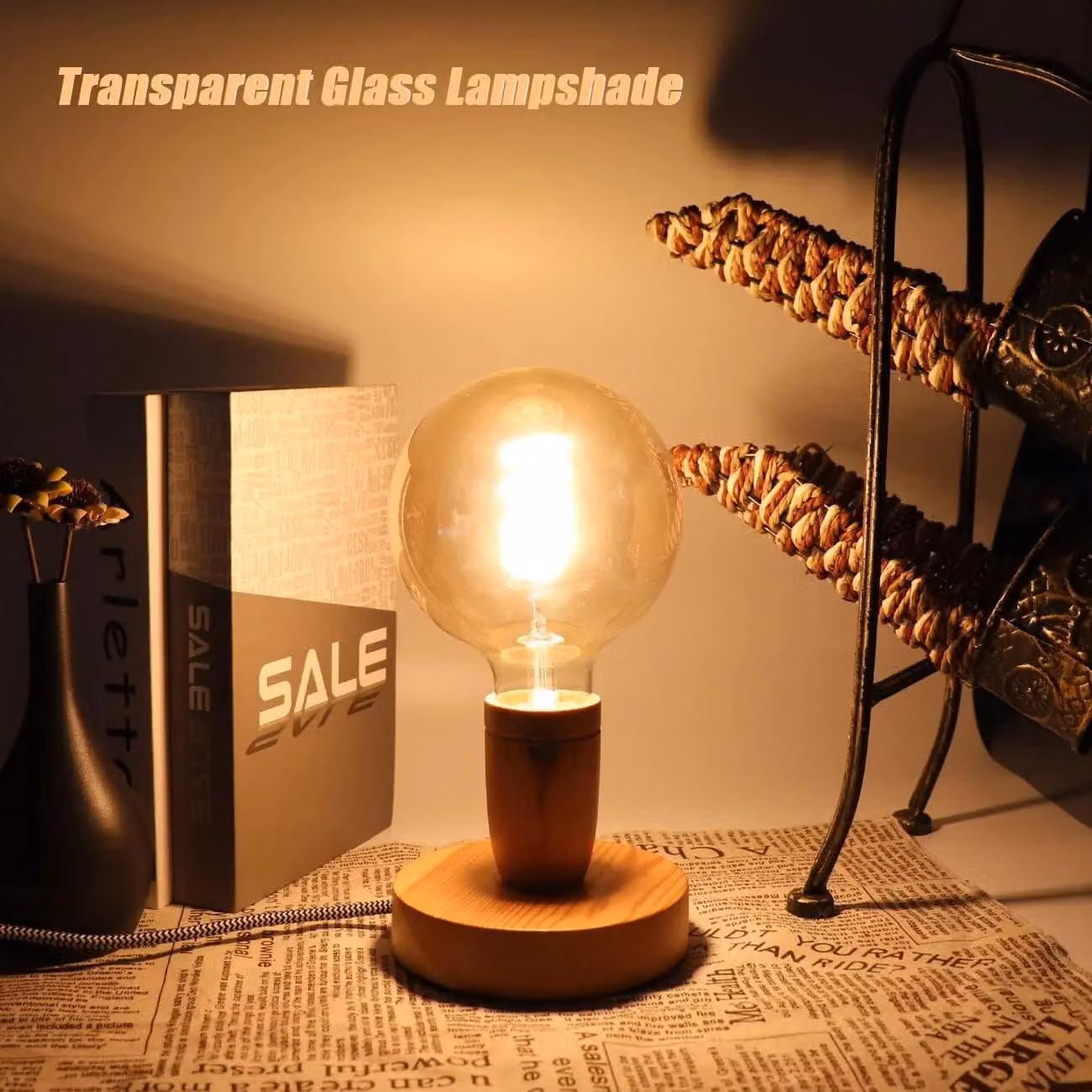 ExtraStar Pack of 2 Spiral Vintage LED Filament Light Bulbs, 6W G80 E27, Yellow Transparent – 4