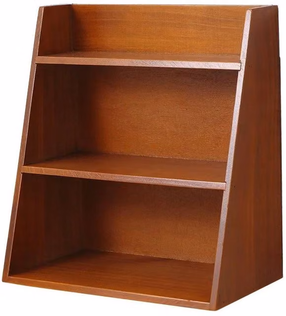 PAWNORA Retro Brown Wood Desktop Storage Display Shelf – 1