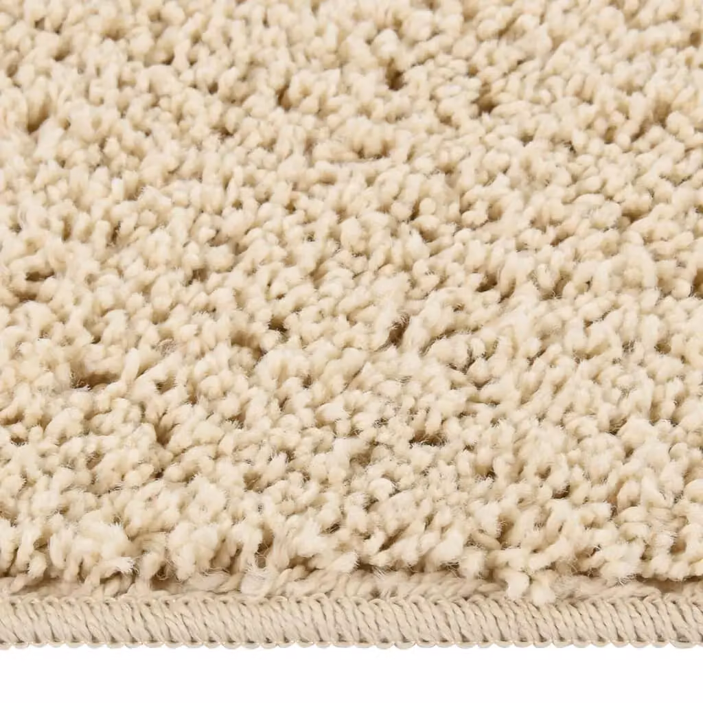 Berkfield Home Shaggy Round Rug in Beige, Diameter: 100 cm