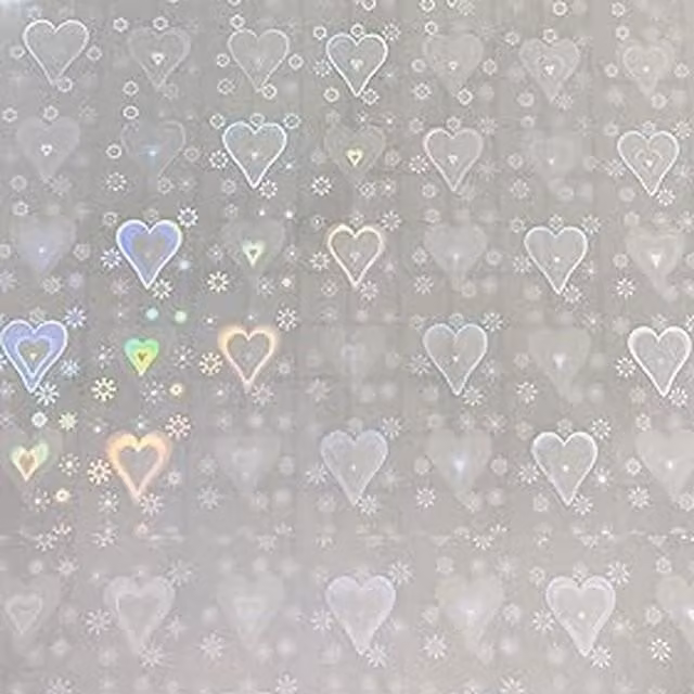 Syntego Pack of 10 Holographic Heart Pattern Vinyl Overlays in Multicolour