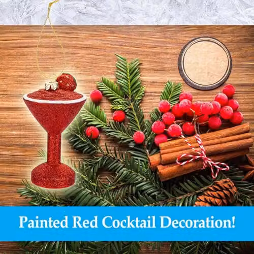 VFM e-Store Red and Gold Glitter Cocktail Hanging Christmas Bauble Ornament – 2