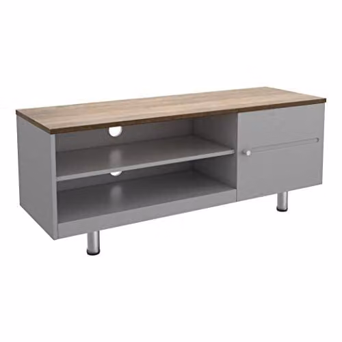 AVF White Sands 1200 Modern Wood TV Stand in Satin Grey with Soft Close Drawers and Media Compartments – 1