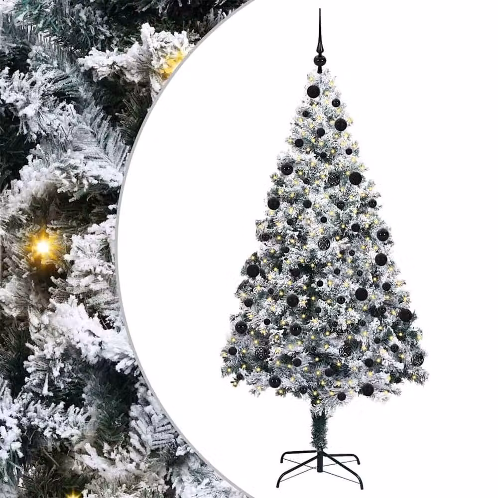 Berkfield Home Green Artificial Christmas Tree with 300 LEDs and Stand, Height: 210 cm – 3