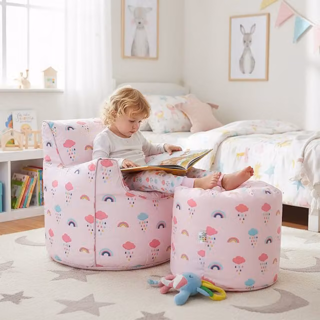 Ready Steady Bed Kids Rainbow Printed Bean Bag Chair in Multicolour