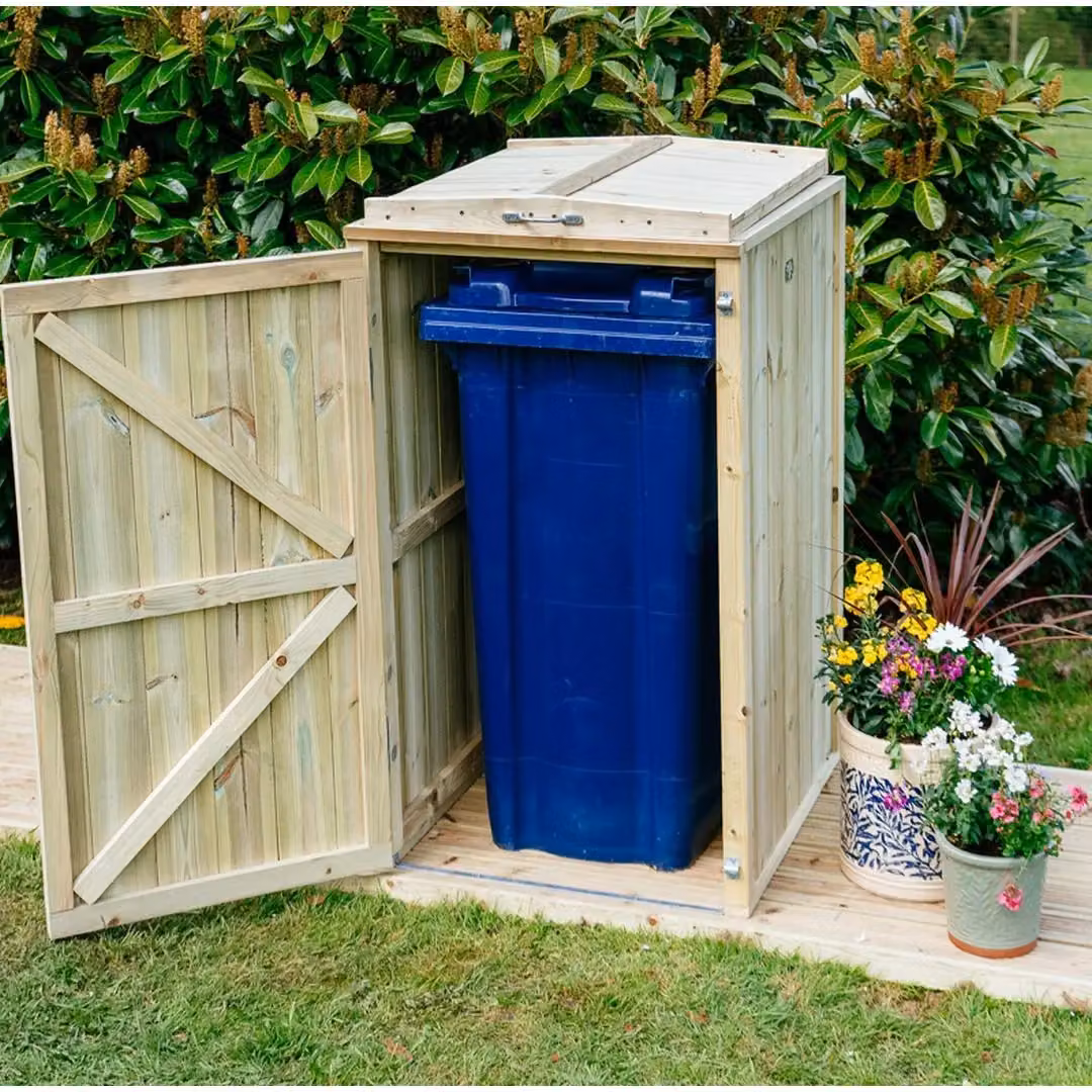 Buttercup Farm Shireburn Single Wheelie Bin Store in Brown, W/D/H: 120 x 80.4 x 74.5 cm – 3