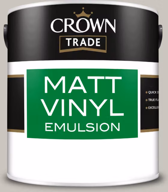 Crown Trade Matt Vinyl Dispersion Paint in Grey Putty, 2.5l – 1