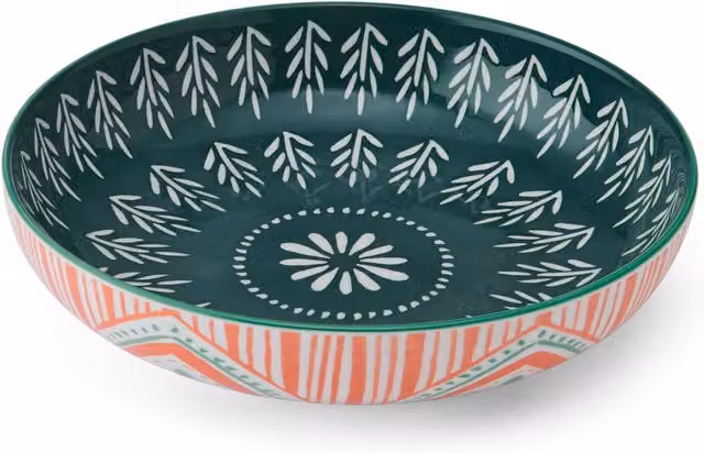 Mikasa Mixed Folk Multicolour Glazed Stoneware Coupe Pasta Bowl, 21 cm – 4