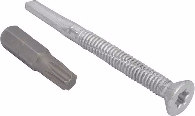 Forgefix Techfast Silver Galvanised Steel Self-Drilling Roofing Screws for Timber with Torx Drive, Diameter: 5.5 mm, Length: 60 mm
