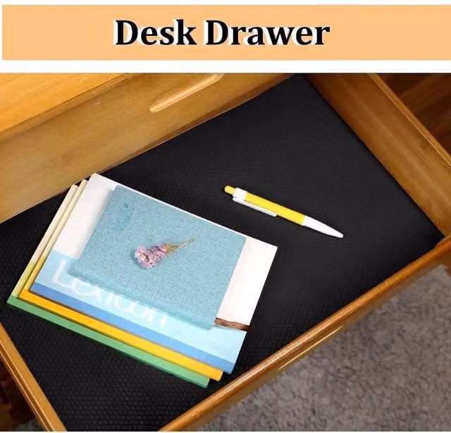 EONLION Non-Slip Draw Mat Shelf Liner, Black, Width: 100 cm