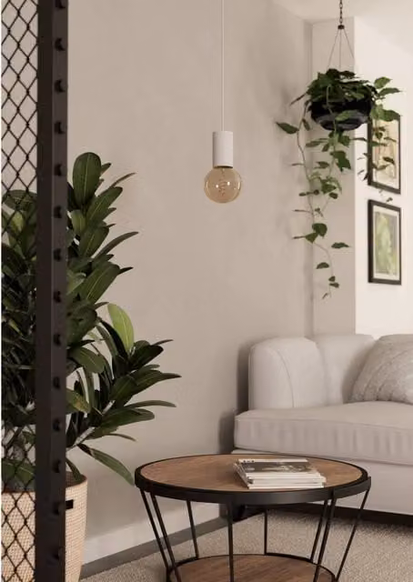 Eglo Pozueta 1 Suspended Pendant Light in White Metal with E27 Fitting