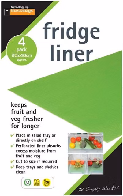 Toastabags Green Fridge Liners for Fresh Fruit and Vegetables, W 20 cm x D 40 cm, Pack of 4