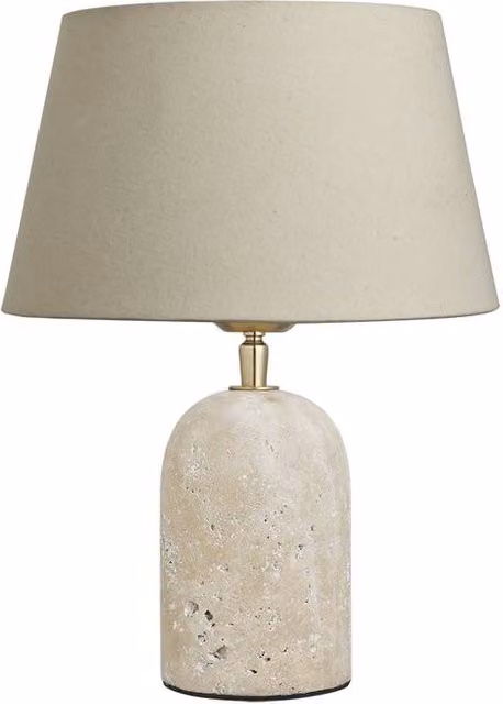 Industville Travertine Cone Table Lamp in Beige and Gold/Brass