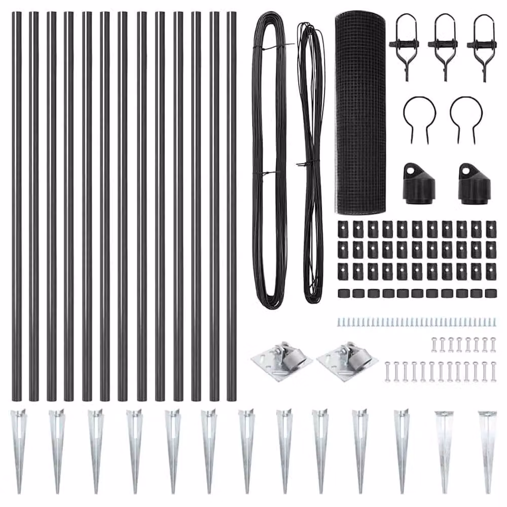 Berkfield Home Modern Welded Wire Fence with 13 Spike Posts, Grey Steel, W: 0.6 m, L: 25 m – 4