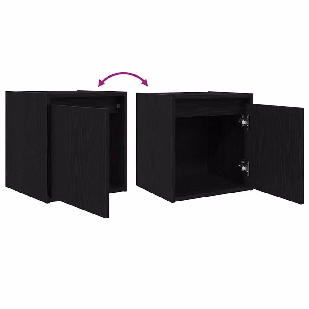 Berkfield Home Wall-Mounted Bedside Cabinets, 2 Piece Set, Black, W: 38 cm, D: 34 cm, H: 40 cm – 6