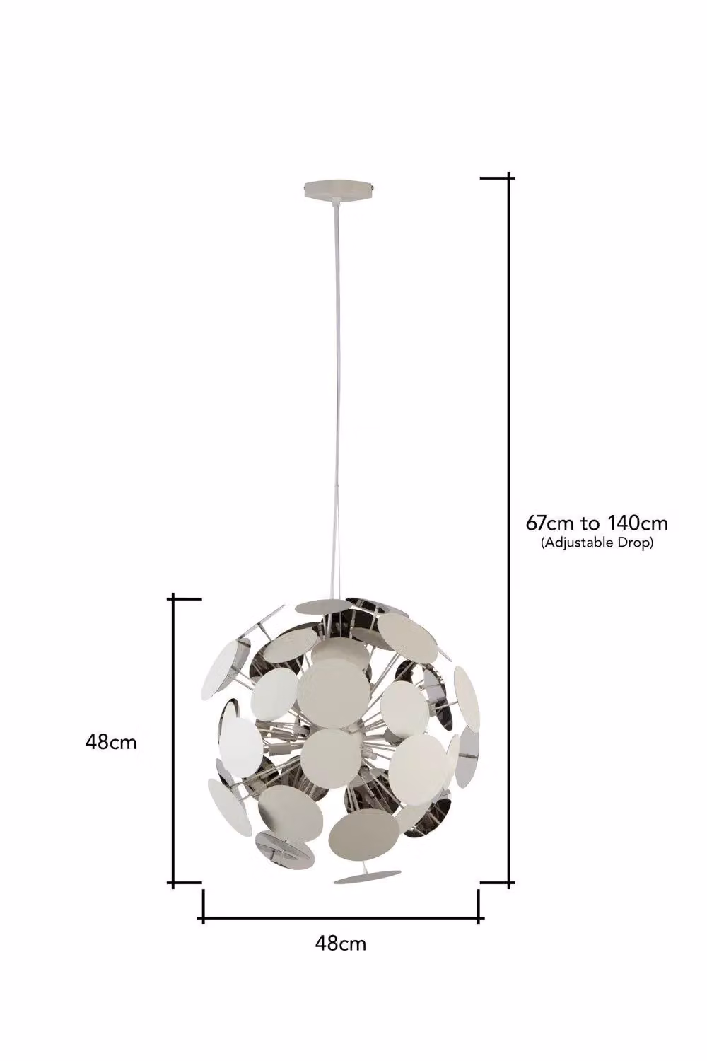 BHS Lighting Modern Sputnik Suspended Ceiling Pendant Light in White and Chrome – 2