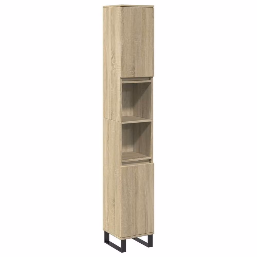 Berkfield Home 3 Piece Industrial Bathroom Furniture Set in Sonoma Oak and Beige – 2