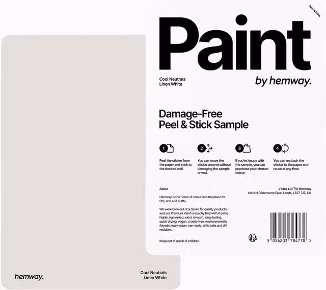 Hemway Chalk Based Furniture Paint A5 Sample in Linen White