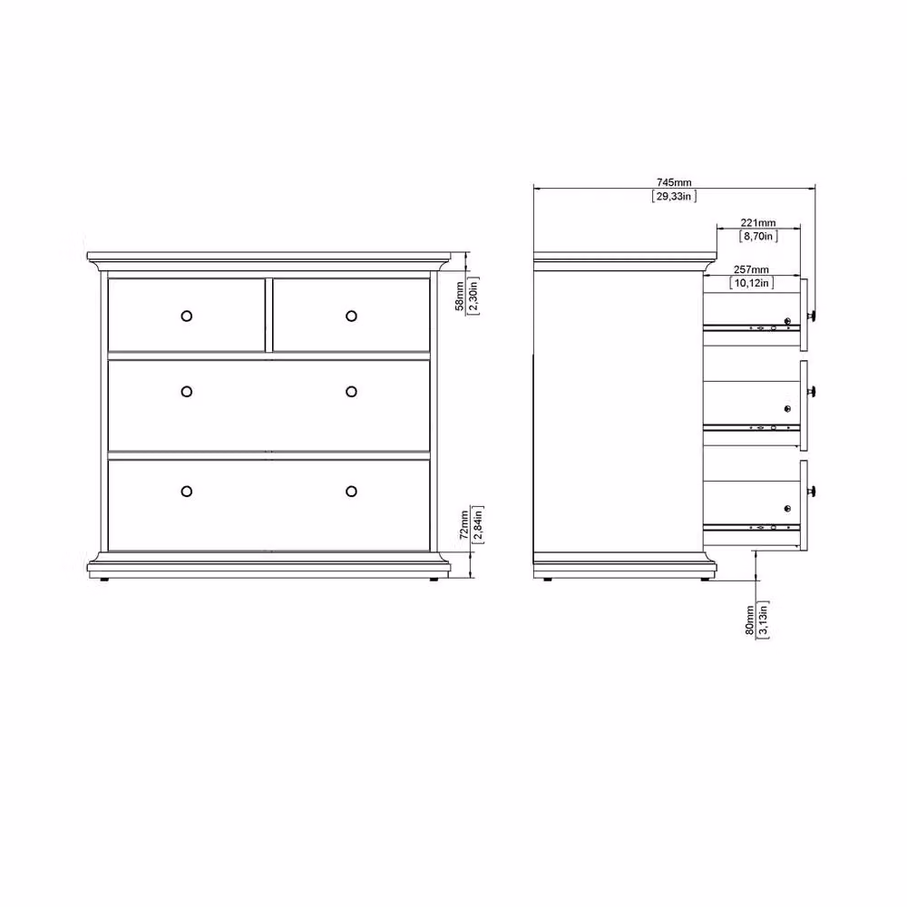 Wyld Haus Osaka Farmhouse 4 Drawer Chest in Dark Grey Laminated Wood – 7