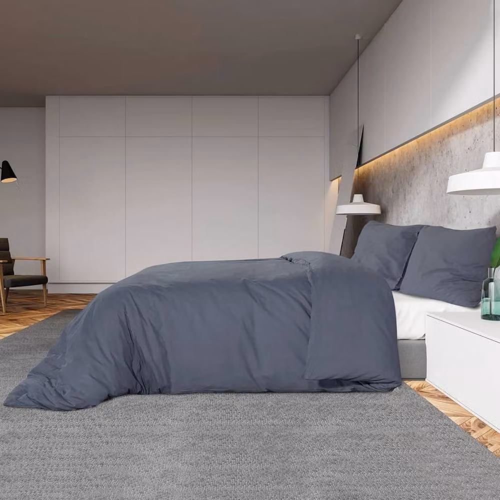 Berkfield Home Elegant Duvet Cover and Pillowcase Set in Anthracite Grey, Microfibre, W/D/H: 200 x 200 cm and 80 x 80 cm – 3