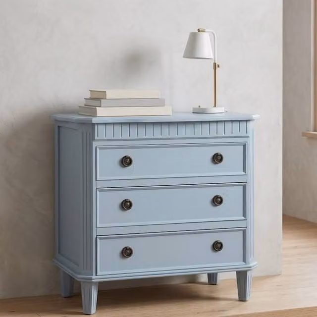 Minster Stylish Living Ltd 3 Drawer Chest of Drawers in Blue, W: 60 cm, D: 40 cm, H: 78 cm – 1