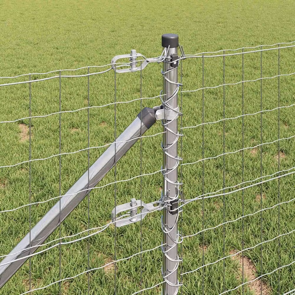 Berkfield Home Modern Euro Fence with 7 Spike Posts, Galvanised Steel, Silver/Grey, W: 10 m, H: 0.8 m – 3