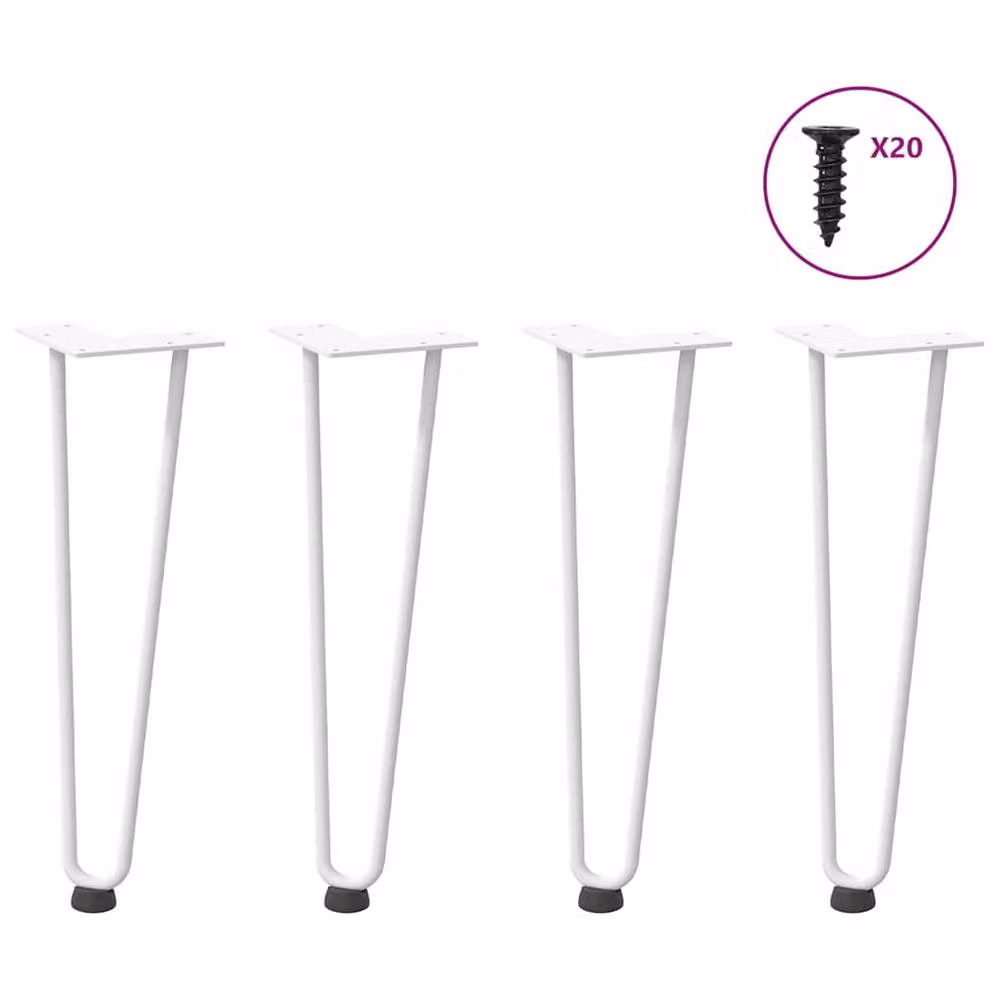 Berkfield Home White Steel Hairpin Table Legs, 4 Pieces, Height: 42 cm – 2