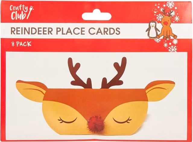 Crafty Club Pack of 8 Multicolour Reindeer Paper Place Cards