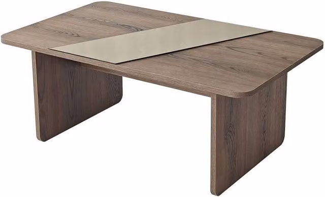 CALICOSY Solea Rectangular Coffee Table with Mirror in Brown, W/D/H: 120 x 60 x 40 cm