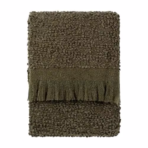 Yard Ulsmere Woven Boucle Fringed Throw in Green, W: 130 cm, D: 180 cm – 1