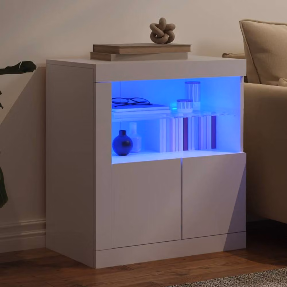 Berkfield Home Modern White Sideboard with Integrated LED Lights, W/D/H: 60.5 x 37 x 67 cm – 3