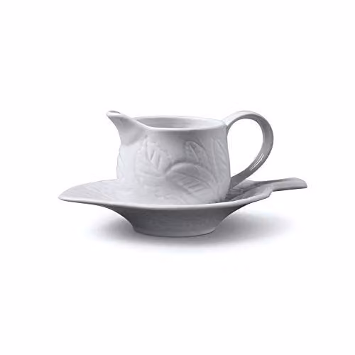 WM Bartleet & Sons 1750 Traditional Porcelain Mint Sauce Boat with Saucer, White, 177ml – 1