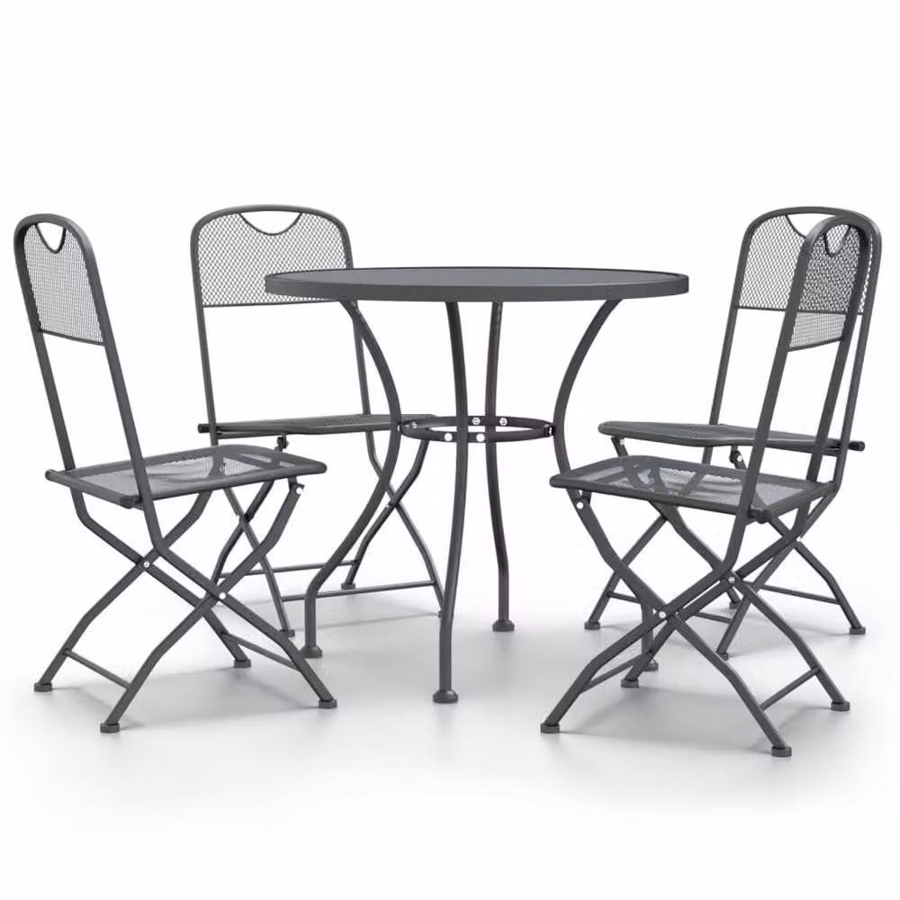 Berkfield Home 5 Piece Garden Dining Set in Anthracite Black Expanded Metal Mesh – 2