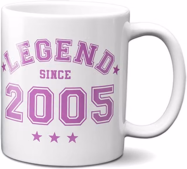 Bad Zebedee Legend Since 2005 21st Birthday Anniversary Pink Ceramic Mug, 300ml