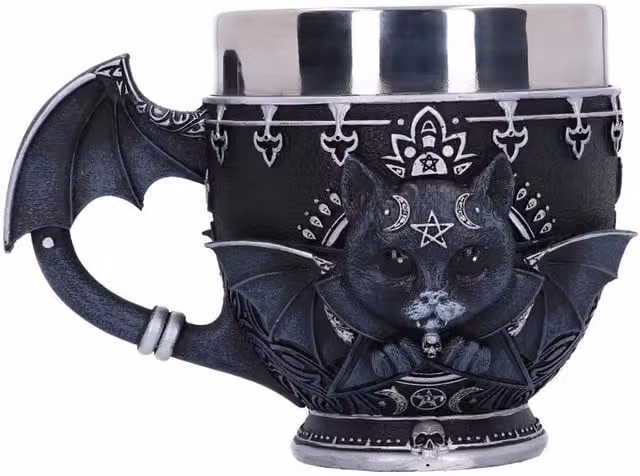 Nemesis Now Cult Cuties Malpuss Resin Mug in Black and Silver, Height: 11 cm