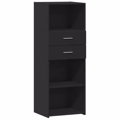 vidaXL Modern Black Highboard in MDF with Internal Shelves and Doors, W/D/H: 45 x 42.5 x 124 cm