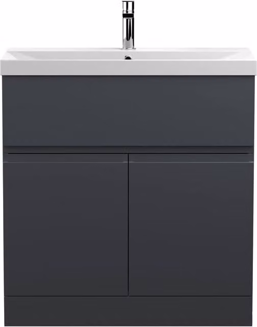 Balterley Mavesyn 2 Door 1 Drawer Freestanding Vanity Basin Unit, Grey, Width: 80 cm