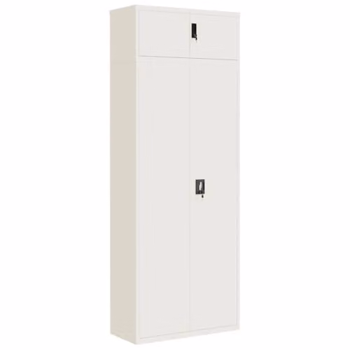 vidaXL Metal File Cabinet with Hinged Doors and Lock, White, W/D/H: 90 x 40 x 240 cm