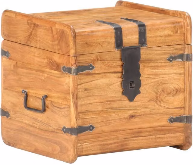 Berkfield Home Rustic Acacia Wood Chest in Brown, W/D/H: 40 x 40 x 40 cm – 1