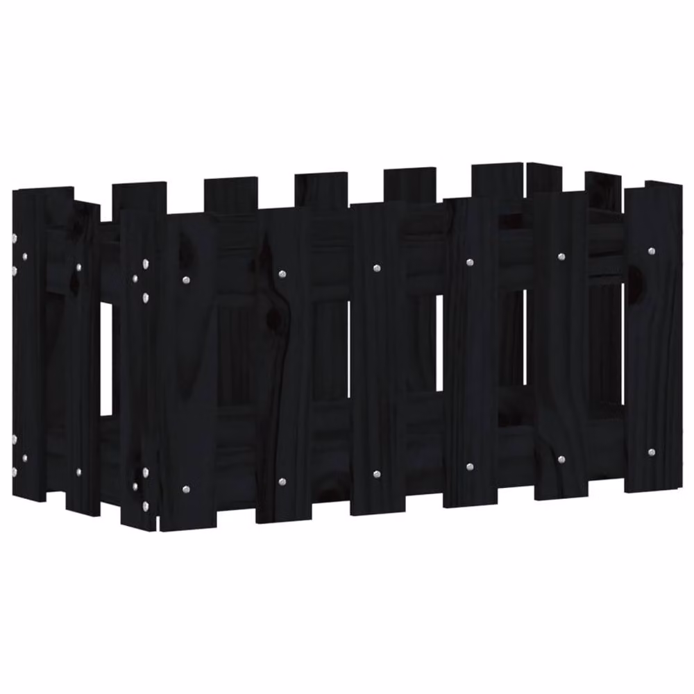 Berkfield Home Beautiful Garden Planter with Fence Design in Black, W/D/H: 60 x 30 x 30 cm – 3
