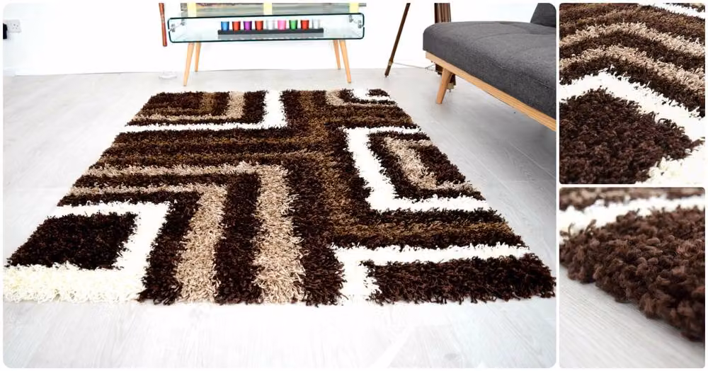 Bravich LTD Thick Shaggy Tides California Rug in Brown, W: 160 cm, D: 230 cm – 4