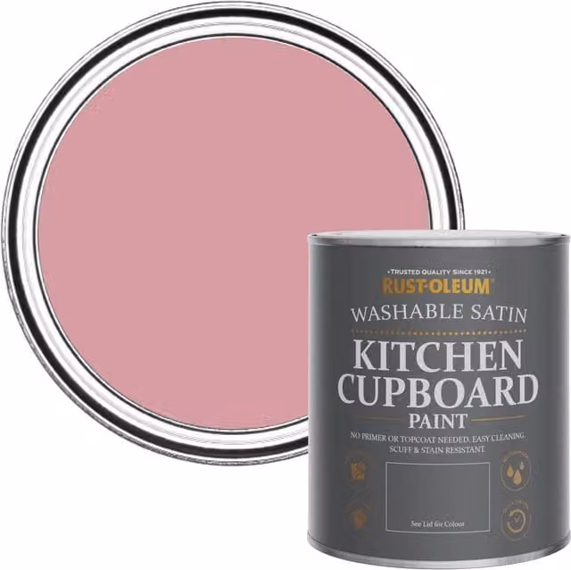 Rust-Oleum Pink Kitchen Cupboard Paint in a Satin Finish, 0.75 l