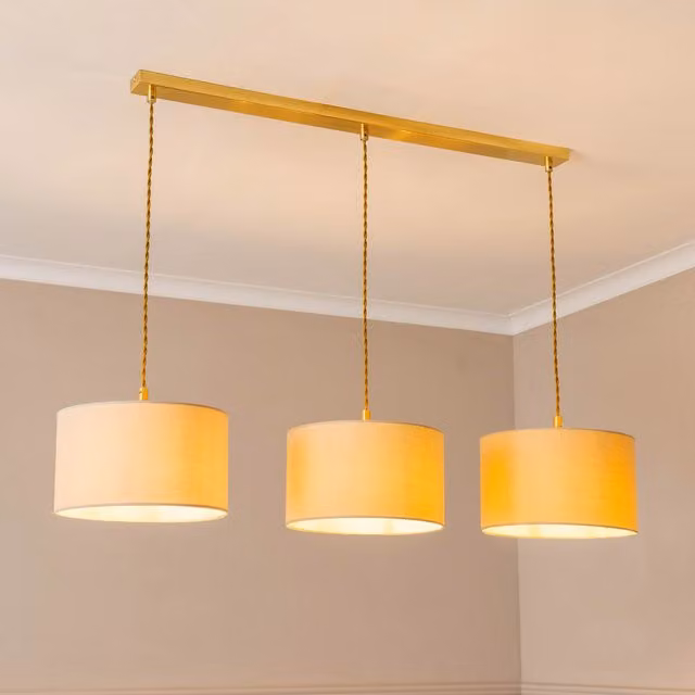 ValueLights Reni 3 Drop Bar Ceiling Pendant Light in Brushed Gold and Black with LED Bulbs