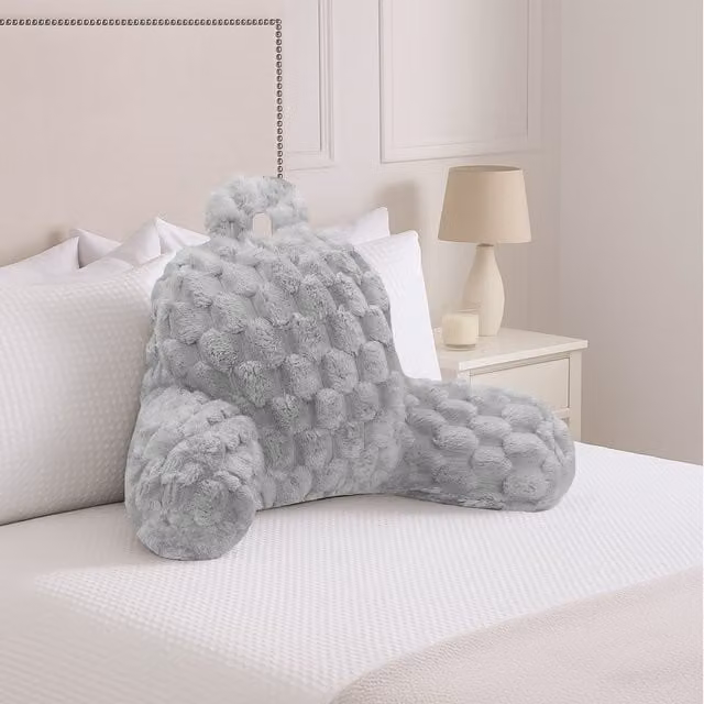 Velosso Soft Plush Rectangular Wedge Back Cushion in Silver Grey