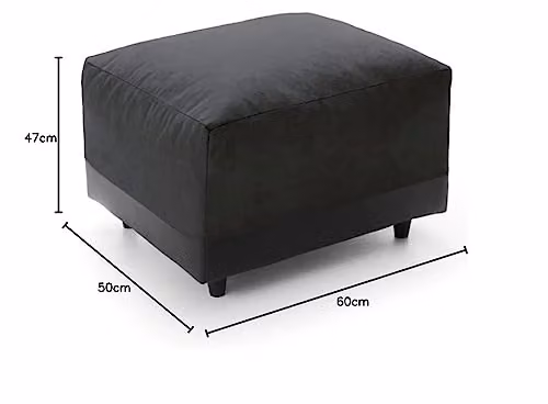 Abakus Direct Dylan Collection Black Footstool in Chenille and Faux Leather – 3