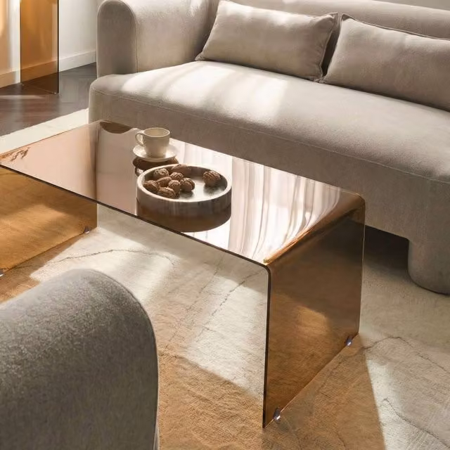 Wyld and Coco Modena Brown Tempered Glass Coffee Table W/D/H: 100 x 50 x 40 cm – 1