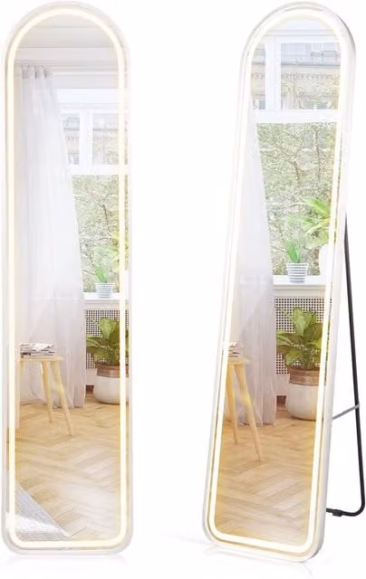 Costway LED Full Length Free Standing Floor Mirror in White